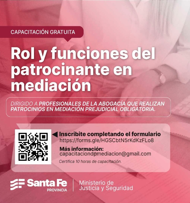 Capacitación gratuita “Rol y Funciones del Patrocinante en Mediación”